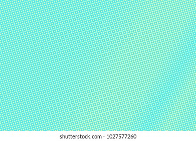Turquoise yellow dotted halftone. Diagonal subtle dotted gradient. Halftone vector background. Artificial texture. Yellow dot on blue backdrop. Vivid pop art design template. Glitch halftone texture