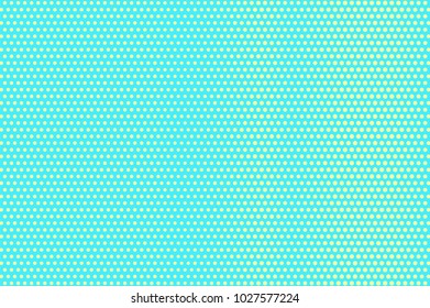 Turquoise yellow dotted halftone. Vertical smooth dotted gradient. Half tone vector background. Artificial texture. Yellow dot on blue backdrop. Vivid pop art design template. Glitch halftone texture