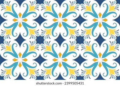amarillo turquesa , patrón de marineros índigo. Ornamento de época marroquí como fondo, para tela, papel pintado, textiles, sitios web, decoración doméstica (almohadas, toallas, servilletas), vajilla