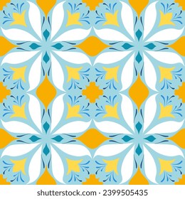 turquoise yellow , indigo seamles pattern. Moroccan vintage ornament as backgrounds, for fabric, wallpaper, textile, websites, home decor (pillows, towels, napkins), tableware