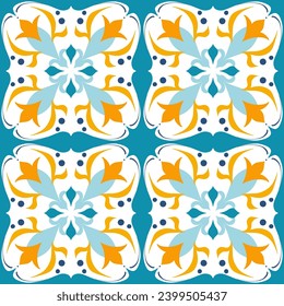 turquoise yellow , indigo seamles pattern. Moroccan vintage ornament as backgrounds, for fabric, wallpaper, textile, websites, home decor (pillows, towels, napkins), tableware