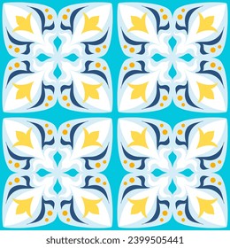 turquoise yellow , indigo seamles pattern. Moroccan vintage ornament as backgrounds, for fabric, wallpaper, textile, websites, home decor (pillows, towels, napkins), tableware