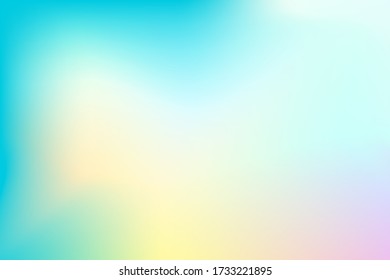 Turquoise yellow vector gradient background. Pastel gradient mesh. Soft multicolored backdrop for web design. Digital liquid color blot. Trendy banner or cover template. Blurry colorful abstraction 