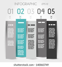 Turquoise Zig Zag Column Five Options. Infographic Concept.