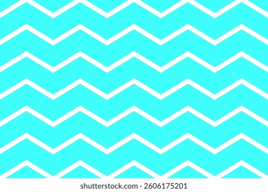 Turquoise zigzag background. White chevron lines. Bright modern pattern. Vector geometric design.