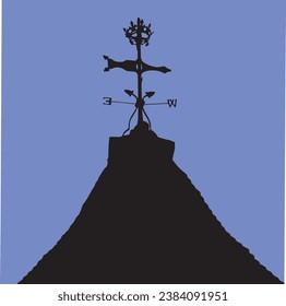 Turret with ornamental weather vane