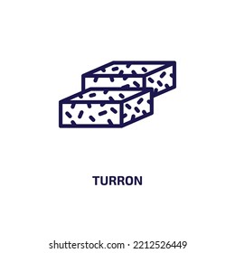 turron icon from culture collection. Thin linear turron, spain, tapas outline icon isolated on white background. Line vector turron sign, symbol for web and mobile