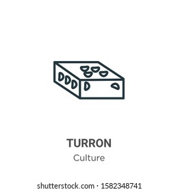 Turron outline vector icon. Thin line black turron icon, flat vector simple element illustration from editable culture concept isolated on white background