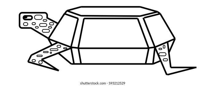 turte drawing close up isolated on white side view