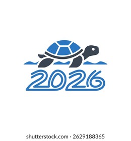 Icono de diseño de la tortuga 2026 aislado en el fondo blanco