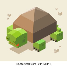 turtle. 3d pixelate isometric vector