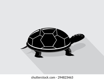 A turtle with an abstract pattern on an armor