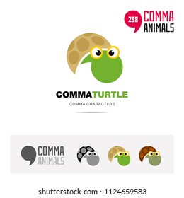 Turtle animal concept icon set and modern brand identity logo template and app symbol based on comma sign
