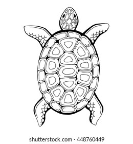 Turtle animal graphic black white isolated illustration vector