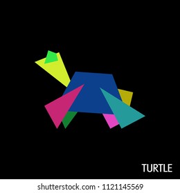 Turtle animal logo icon sign Geometric creative colorful cartoon modern design origami children's style Fashion print for clothes apparel greeting invitation card picture banner poster flyer websites
