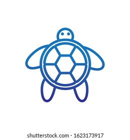 turtle animal marine life thick line blue vector illustration