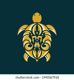 Turtle Animal Ornament Vector Logo Design