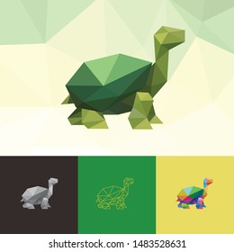 TURTLE ANIMAL PET POP ART LOW POLY LINE LOGO ICON SYMBOL. TRIANGLE GEOMETRIC POLYGON