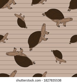 Turtle Animal Seamless Vector Pattern Design Background