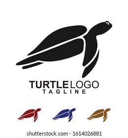 Turtle animal silhouette logo vector design.  Sea beach icon.