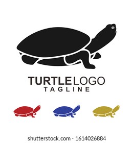Turtle animal silhouette logo vector design.  Sea beach icon.