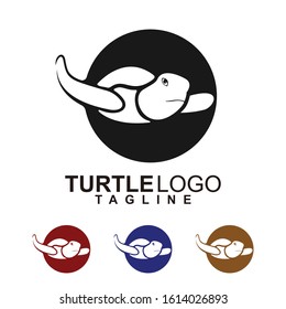 Turtle animal silhouette logo vector design.  Sea beach icon.