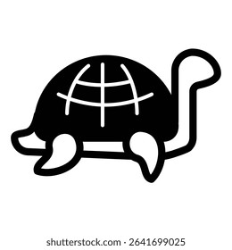 Turtle animal solid icon, tropical voyage concept. Vector graphics. Tortoise reptile marine animal, wild life sign on white background, style mobile or design