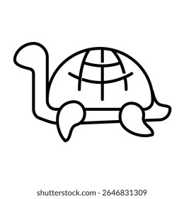 Ícone de linha fina de tartaruga animal, conceito de viagem tropical. Gráficos vetoriais. Anjo marinho réptil tartaruga, sinal de vida selvagem no fundo branco, móvel estilo ou design