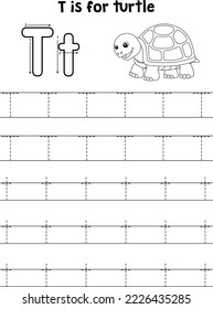 Turtle Animal Tracing Letter ABC Coloring Page T