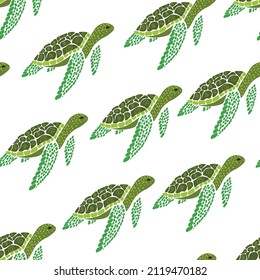 Turtle , animals vector seamless pattern isolated on bright background. Concept for print, cards, textile