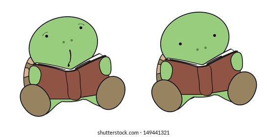 turtle baby cartoon reading set in vector format very easy to edit