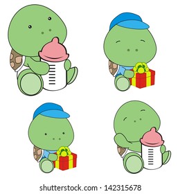 turtle baby diaper cartoon set in vector format very easy to edit