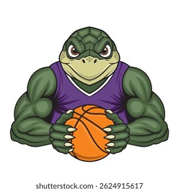 projeto de ilustração vetor mascote de basquete tartaruga