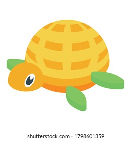 Turtle bath toy icon. Isometric of turtle bath toy vector icon for web design isolated on white background