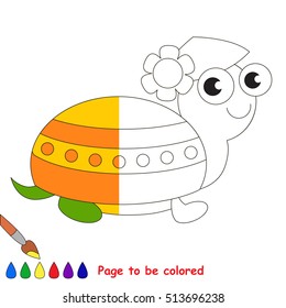 Turtle to be colored, the coloring book to educate preschool kids with easy kid educational gaming and primary education of simple game level.