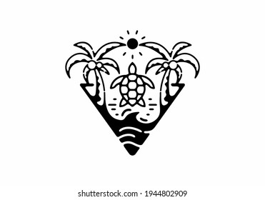 Turtle in beach badge design design