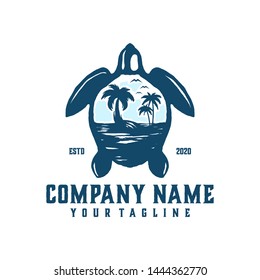 Turtle beach logo template vector