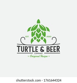  turtle and beer craft brewery logo design for bar or drink company