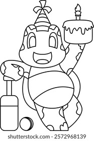 Turtle Birthday Cricket Animal Vector Graphic Art Illustration