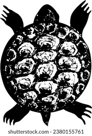 Turtle black silhouette isolated on a white
