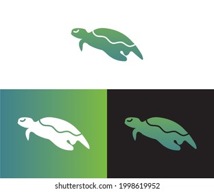 Turtle black silhouette minimalist logo design icon vector