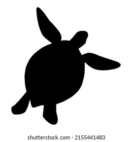 Turtle black silhouette vector illustration isolated on white background. Sea animal 