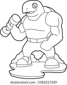 Turtle Bodybuilder Dumbbell Bodybuilding Animal Vector Graphic Art Illustration