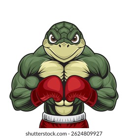 turtle boxing mascot vector illustration design