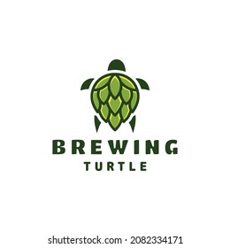 Turtle brewing in background white, template vector logo design as you editable