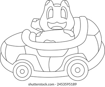 Turtle Car Animal Vector Graphic Art Illustration
