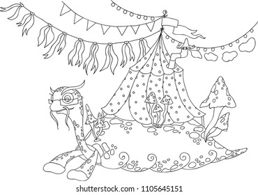 Turtle is carrying the circus. Vector EPS 10.