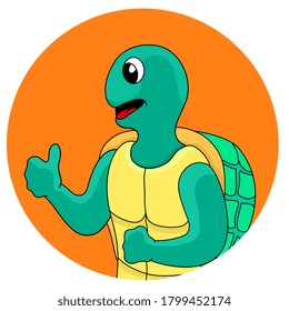 personaje de la caricatura de tortuga aislado dentro del círculo