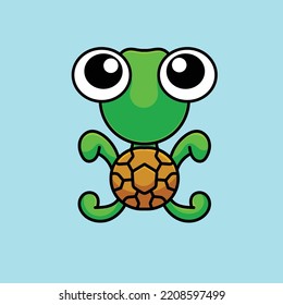 Schildkrötenkartoon Charaktere Mascot Flach Design Cute Funny Tiere Langes Tier Ozean Tier