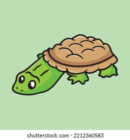 Turtle Cartoon Character Mascot Flat Design Cute Funny Animals Slow animal Ocean Animal